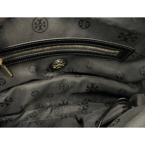 Tory Burch Thea Triple Zip Black‎ Patent Leather Satchel w Black Wallet Wristlet - Picture 6 of 7